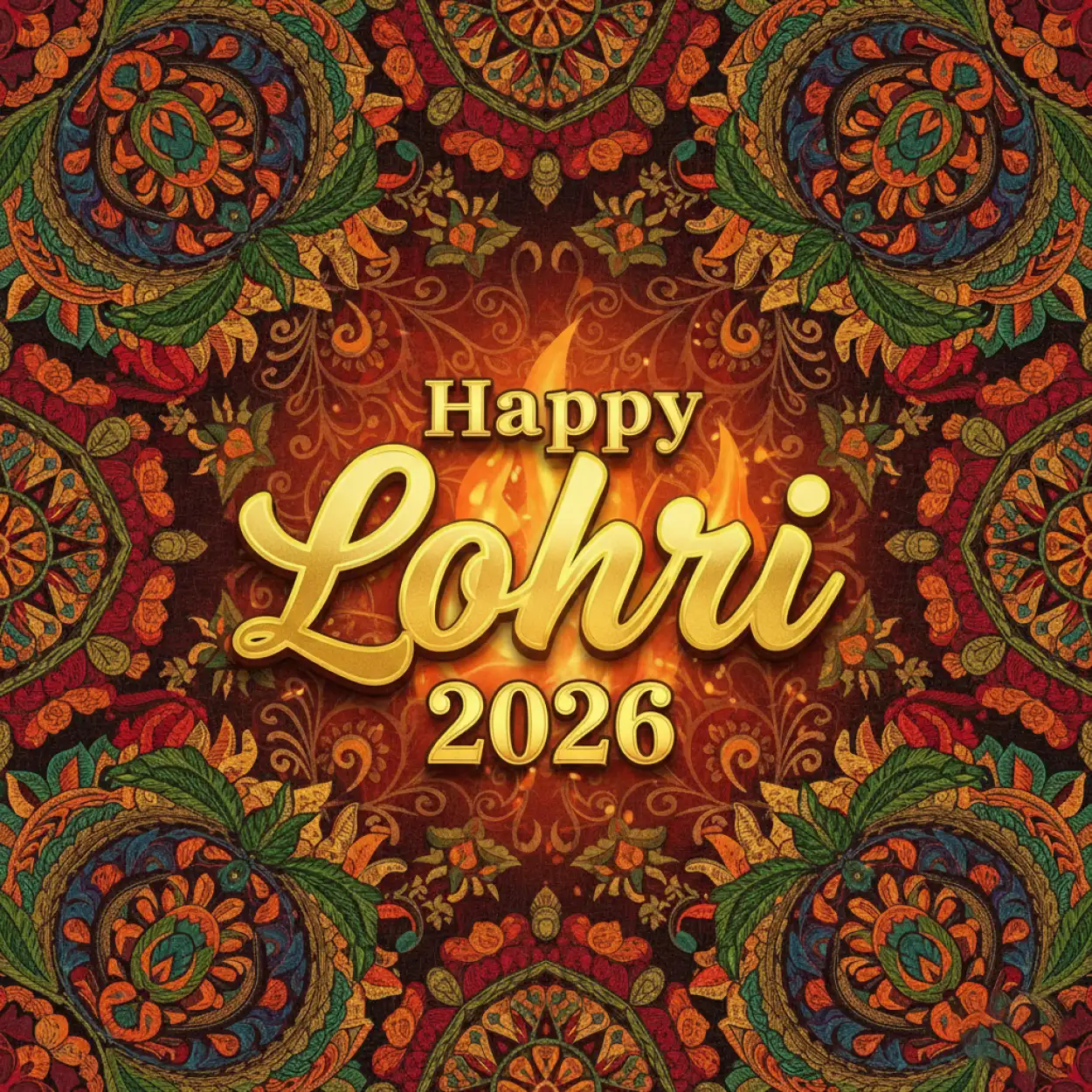 Free Download Happy Lohri 2026 Greetings Folk Art Style - High Quality Happy Lohri 2026 Greetings Image