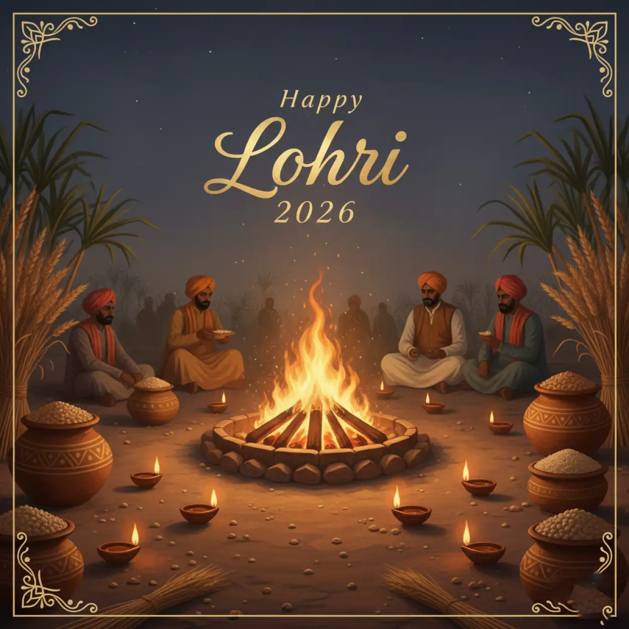 Free Download Happy Lohri 2026 Greetings Handwritten Style - High Quality Happy Lohri 2026 Greetings Image
