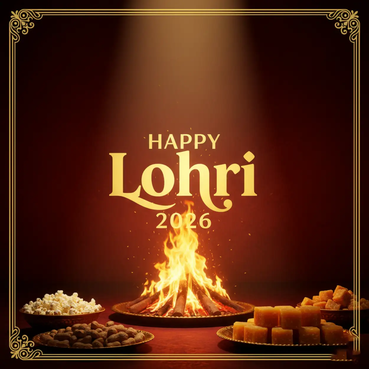 Free Download Happy Lohri 2026 Greetings Hd Greeting Card - High Quality Happy Lohri 2026 Greetings Image