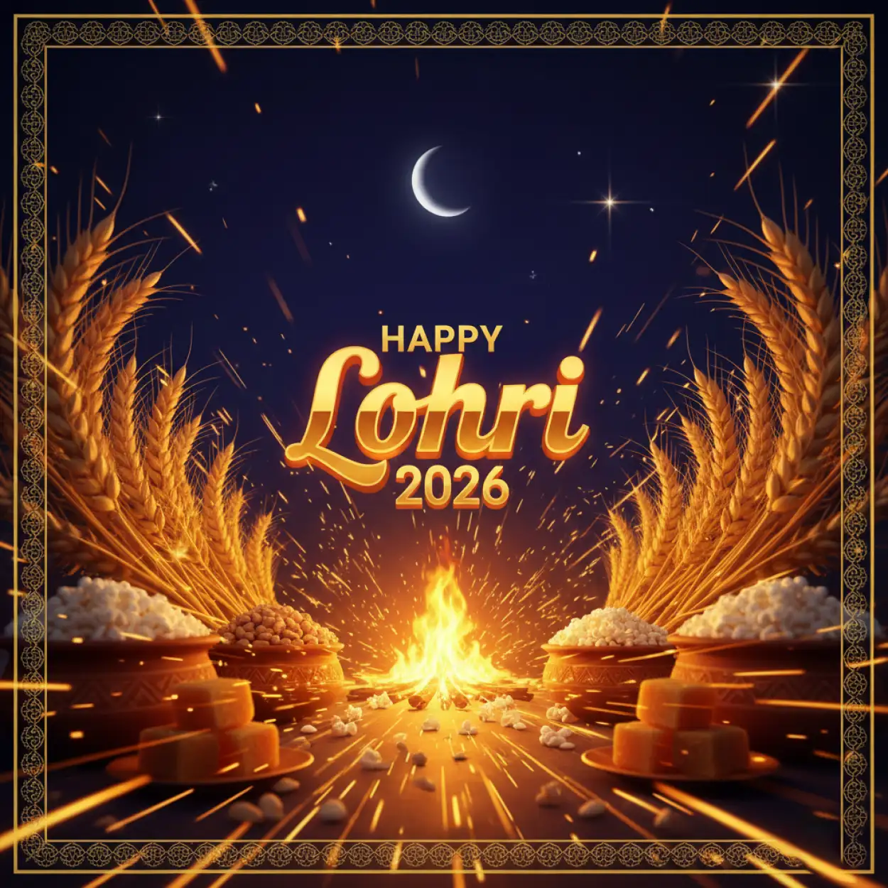 Free Download Happy Lohri 2026 Greetings In Hindi - High Quality Appy Lohri 2026 Greetings Image