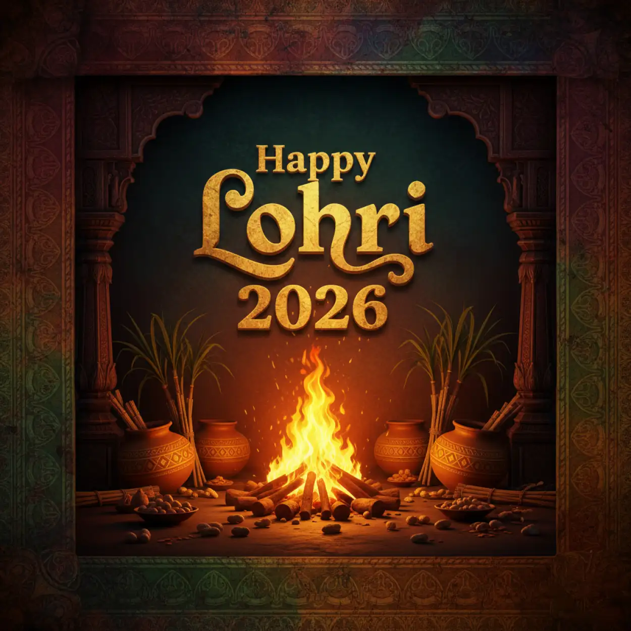 Free Download Happy Lohri 2026 Greetings Premium Design - High Quality Happy Lohri 2026 Greetings Image