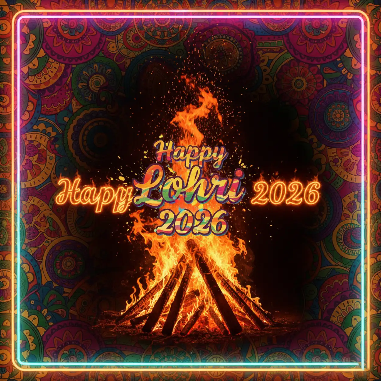 Free Download Happy Lohri 2026 Greetings Stylish Font - High Quality Happy Lohri 2026 Greetings Image