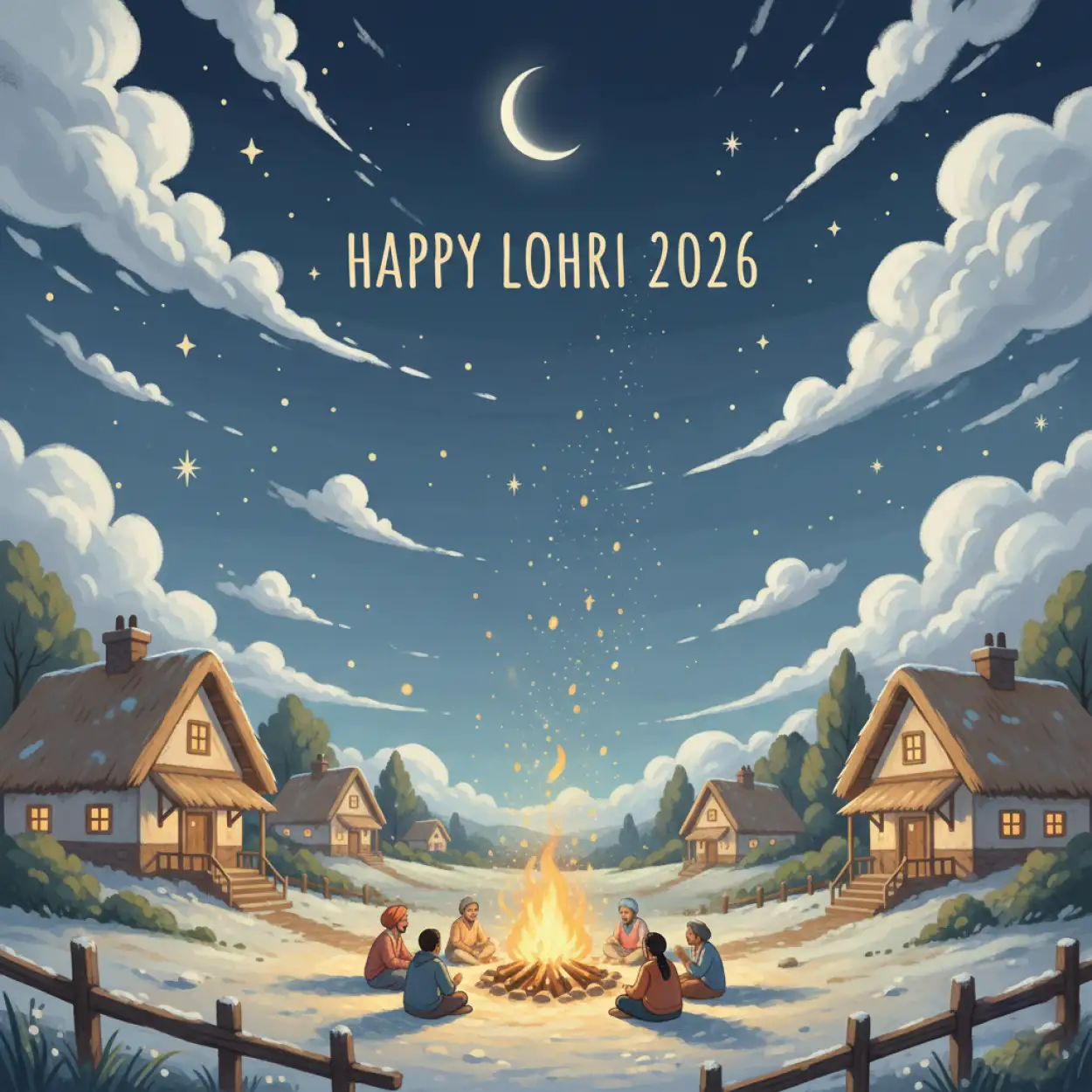 Free Download Happy Lohri 2026 Kids Illustration Style - High Quality Happy Lohri 2026 Image