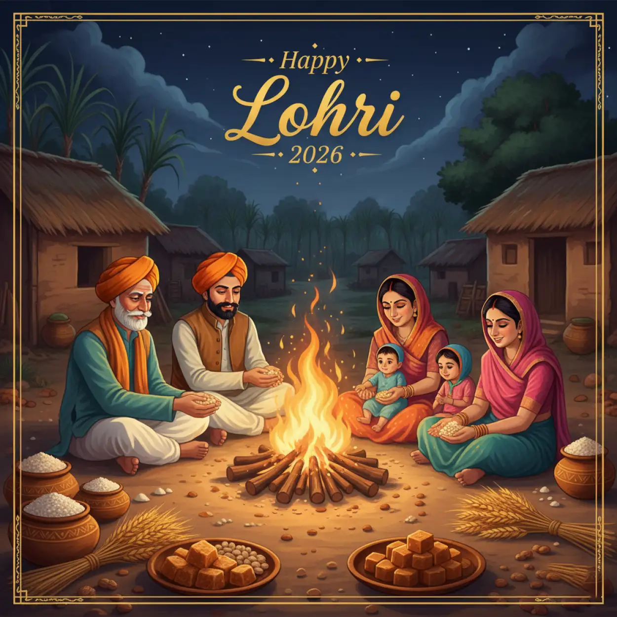 Free Download Happy Lohri 2026 Punjabi Greetings - High Quality Happy Lohri 2026 Greetings Image