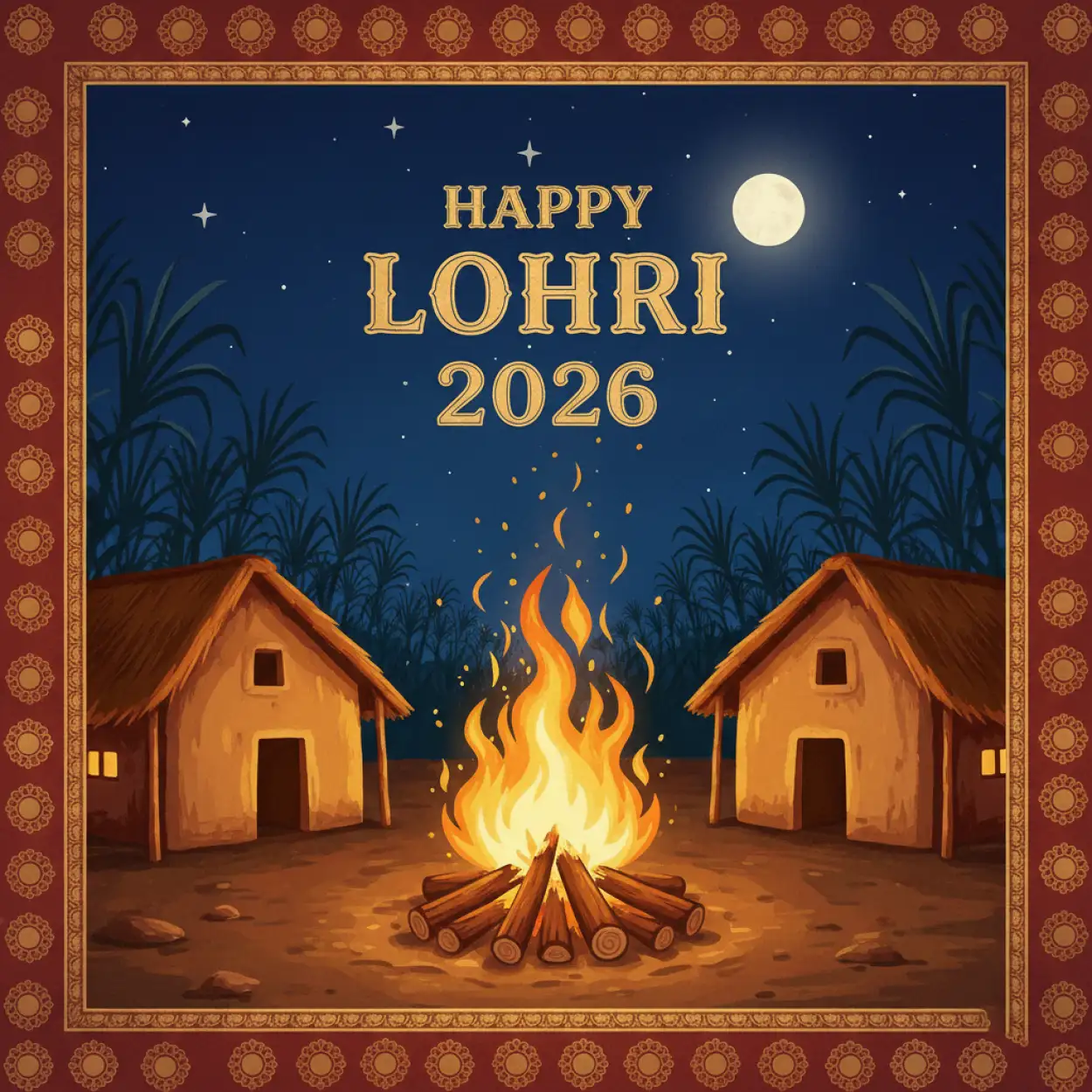 Free Download Happy Lohri 2026 Wishes With Colorful Background - High Quality Happy Lohri 2026 Wishes Background