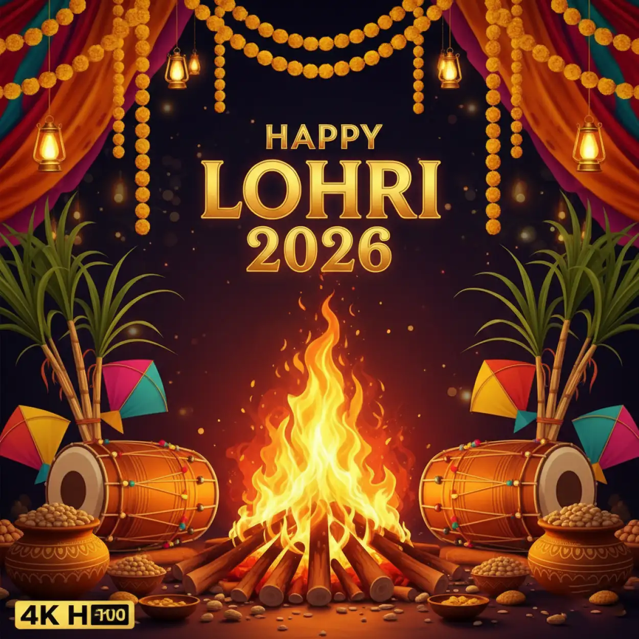 Free Download Happy Lohri 2026 Wishes With God Images - High Quality Appy Lohri 2026 Background