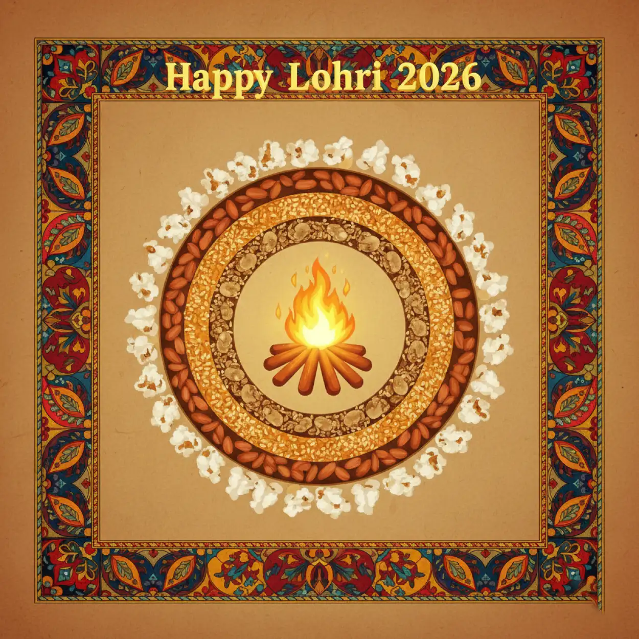 Free Download Happy Lohri 2026 Wishes With Kite And Harvest Theme - High Quality Happy Lohri 2026 Wishes Background