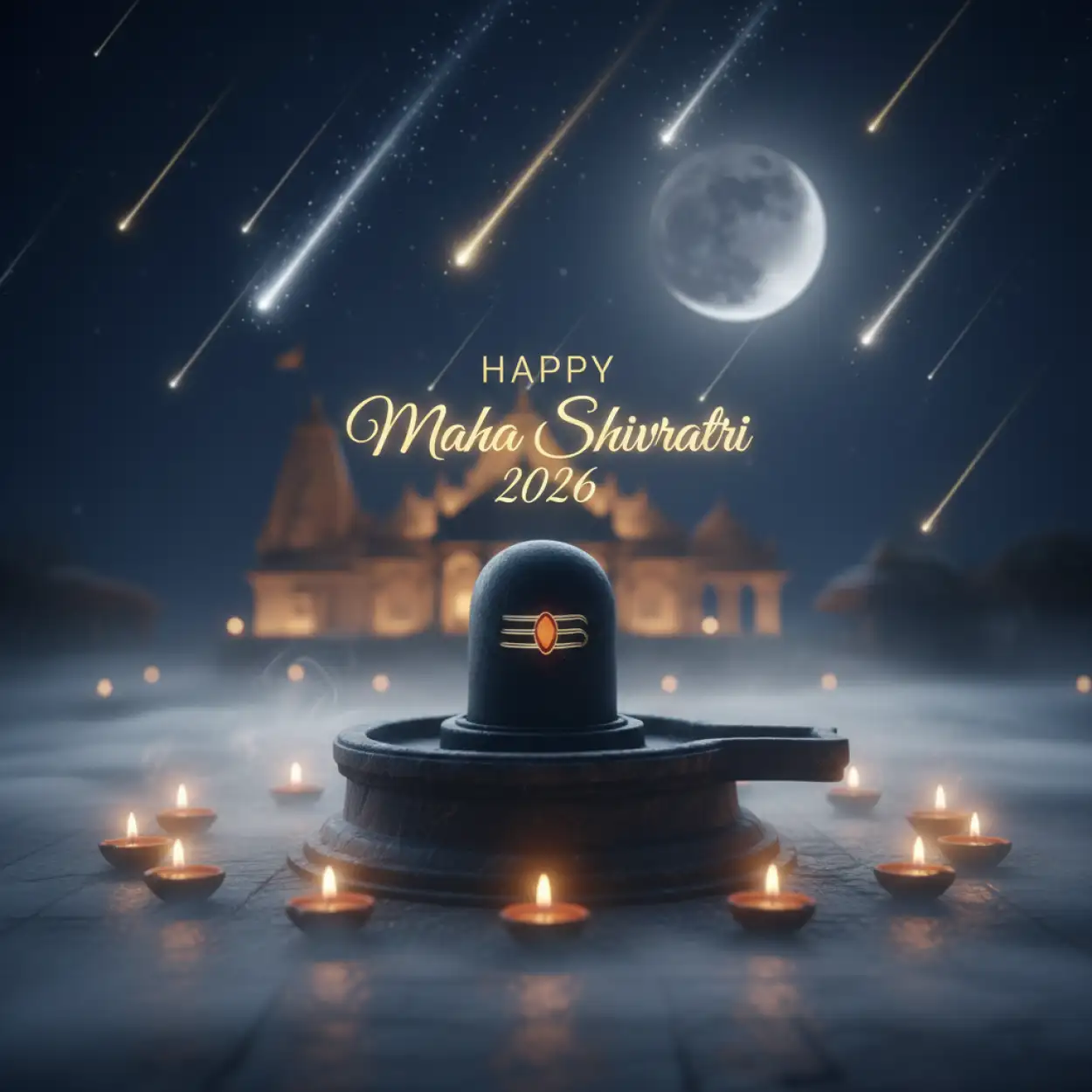 Free Download Happy Maha Shivratri 2026 Temple Night Wallpaper - High Quality Happy Maha Shivratri 2026 Background