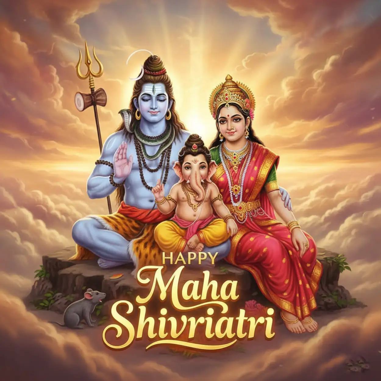 Free Download Happy Maha Shivratri Family Blessings Post - High Quality Happy Maha Shivratri Background