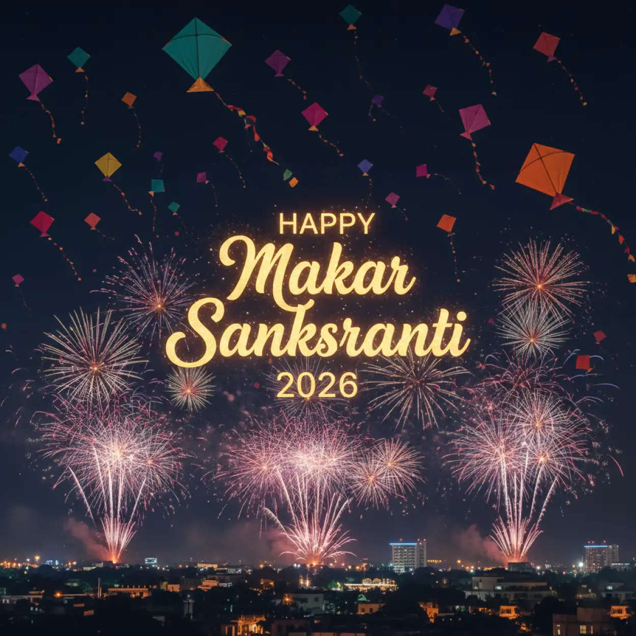 Free Download Happy Makar Sankranti 2026 Colorful Kites Blue Sky Background - High Quality Happy Makar Sankranti 2026 Background