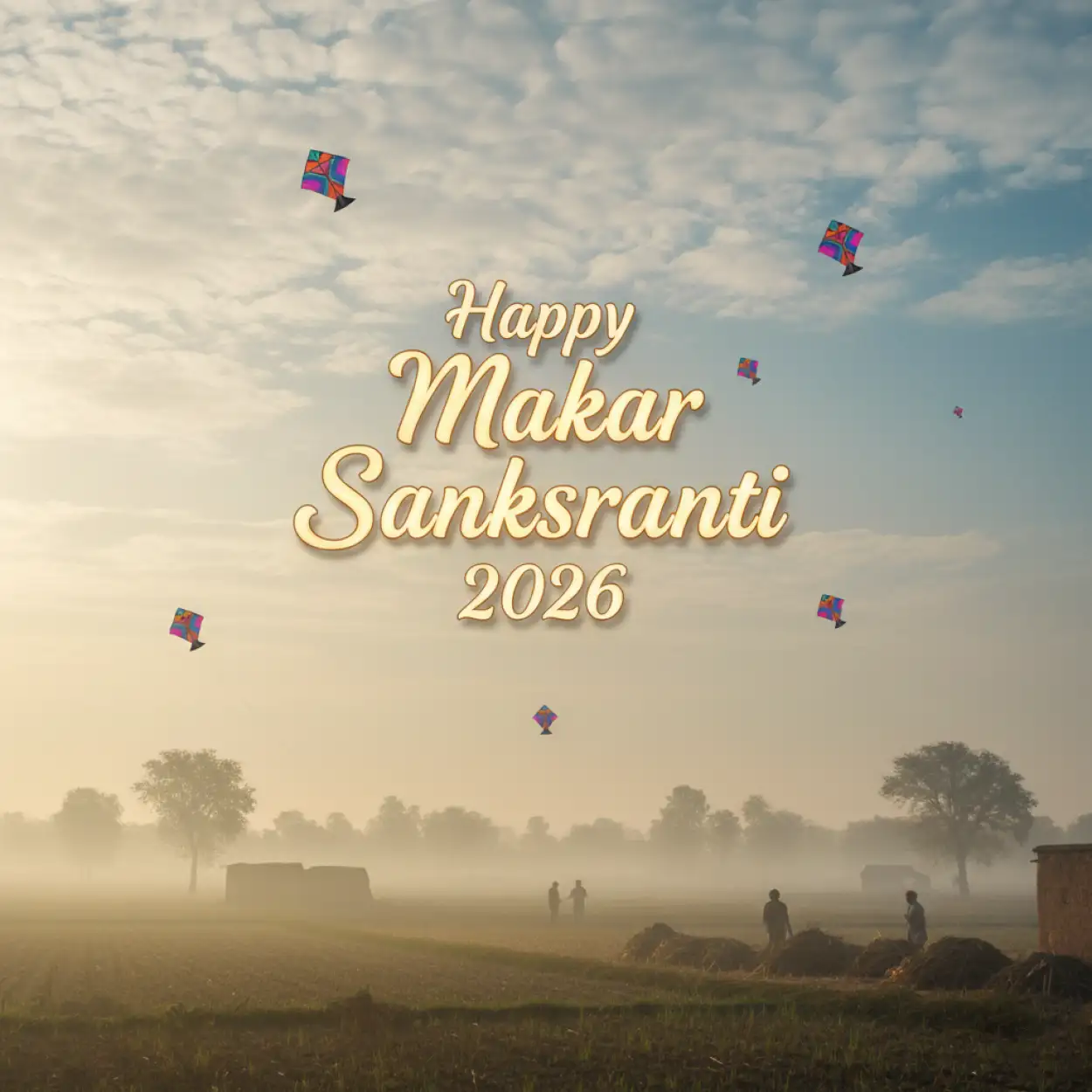 Free Download Happy Makar Sankranti 2026 Ghibli Style Indian Festival Background - High Quality Happy Makar Sankranti 2026 Background Image