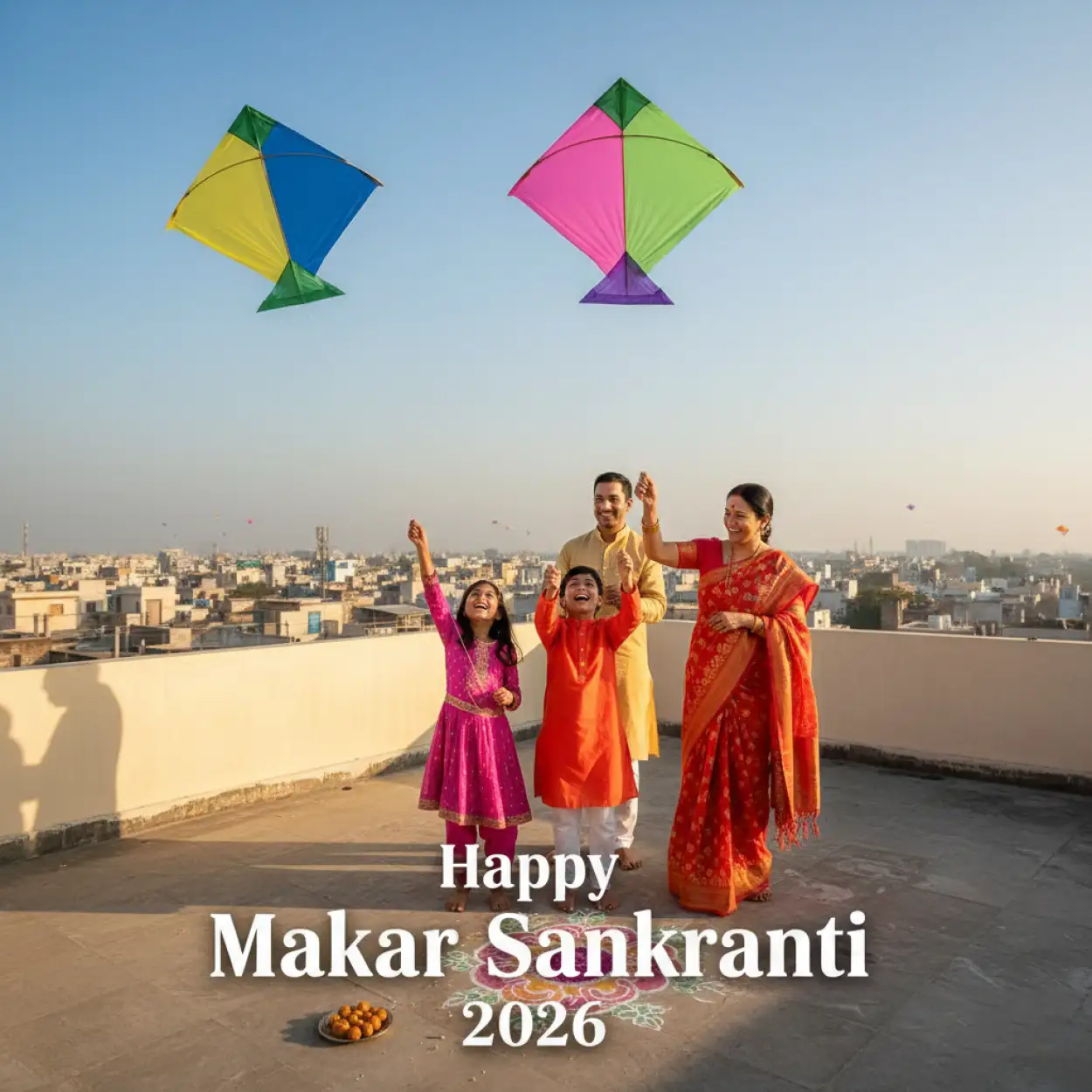 Free Download Happy Makar Sankranti 2026 Harvest Festival Greeting Images - High Quality Happy Makar Sankranti 2026 Image