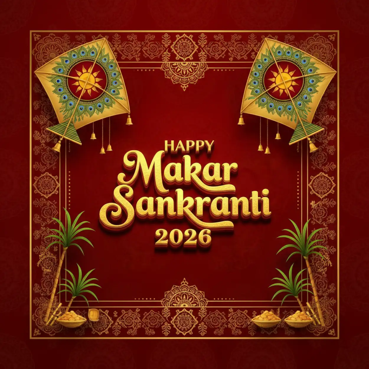 Free Download Happy Makar Sankranti 2026 Morning Sunrise Festival Background - High Quality Happy Makar Sankranti 2026 Background Image