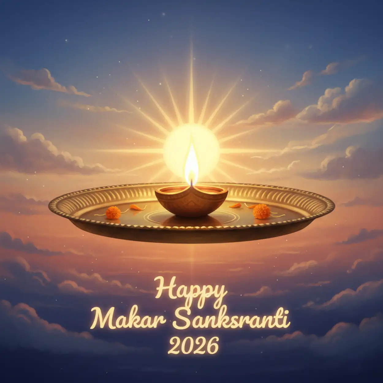 Free Download Happy Makar Sankranti 2026 Pooja Wishes With Diya Images - High Quality Happy Makar Sankranti 2026 Image