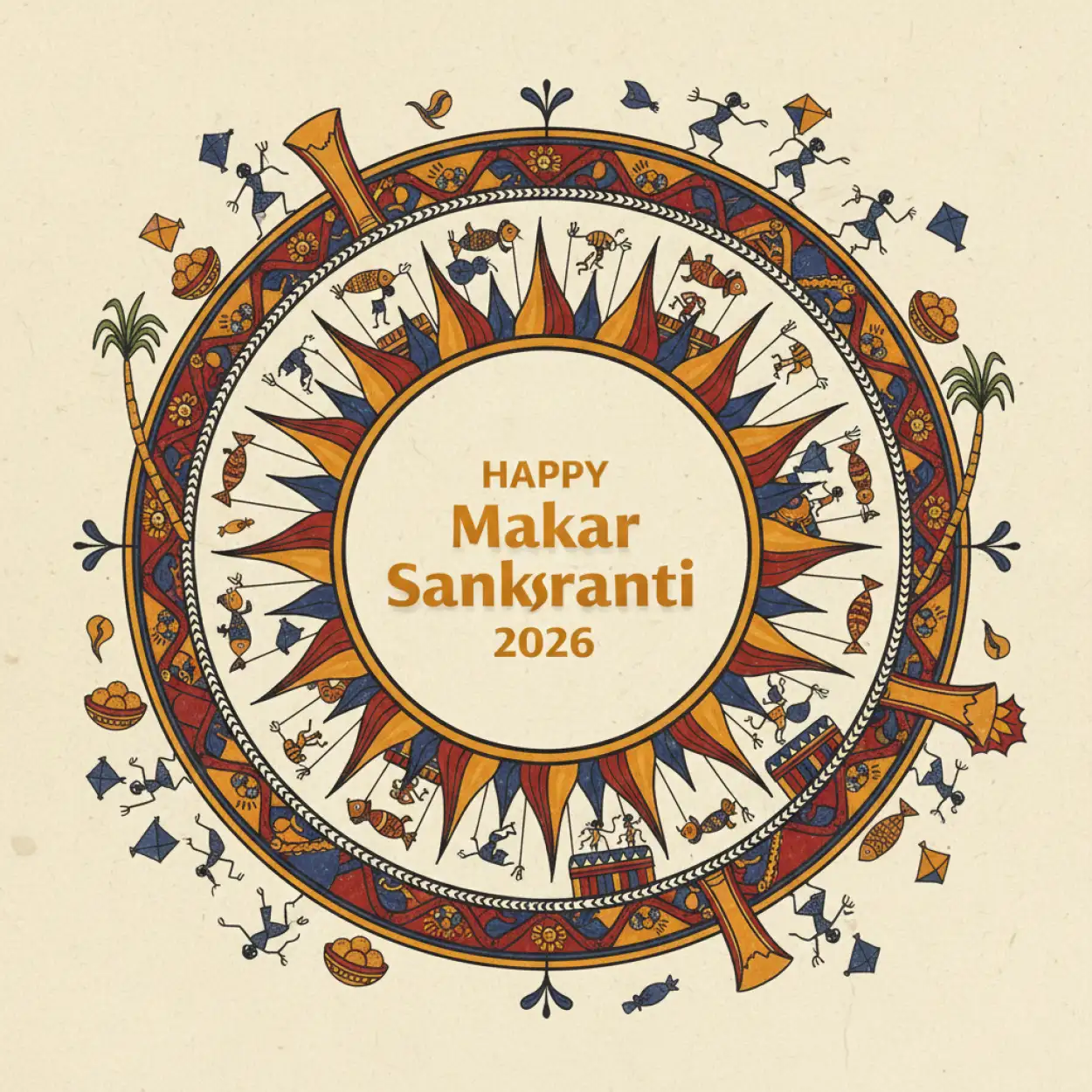 Free Download Happy Makar Sankranti 2026 Printable Greeting Poster - High Quality Happy Makar Sankranti 2026 Image