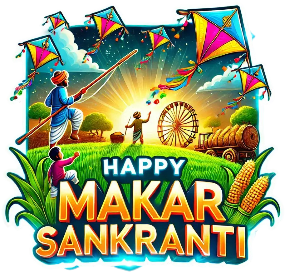Free Download Happy Makar Sankranti Png With Sun And Kites - High Quality Happy Makar Sankranti Png PNG Image