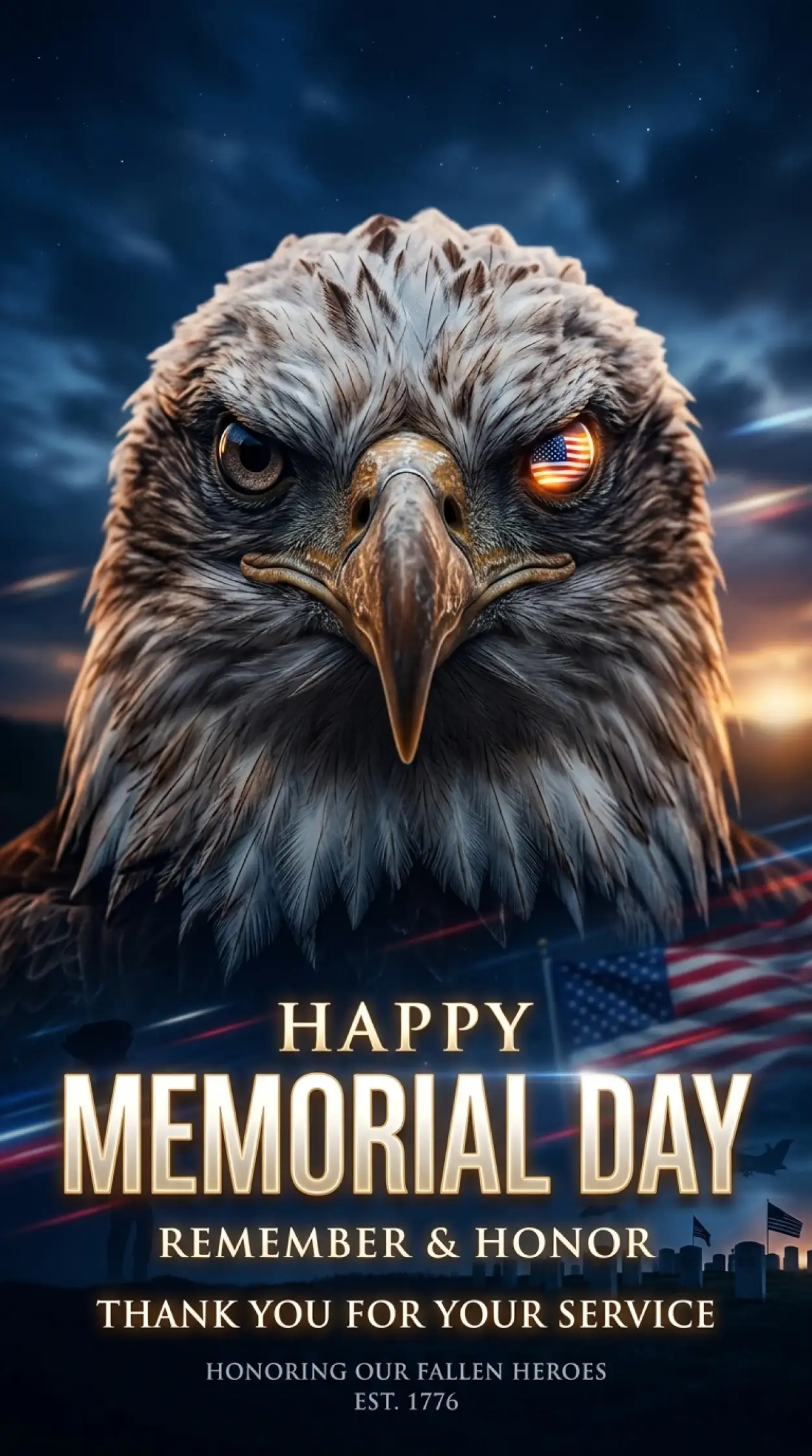 Free Download Happy Memorial Day 2026 American Eagle Artwork - High Quality Happy Memorial Day 2026 Image