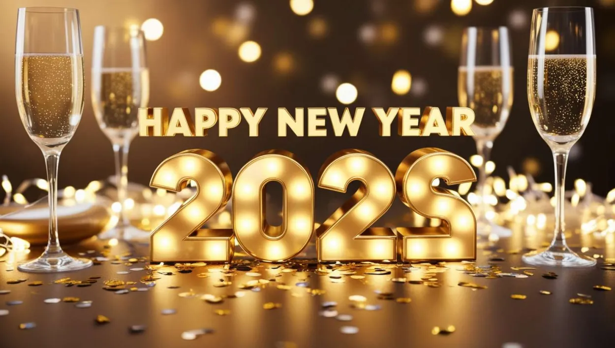 Free Download Happy New Year 2025 Png With Decorations - High Quality Happy New Year 2025 PNG Image