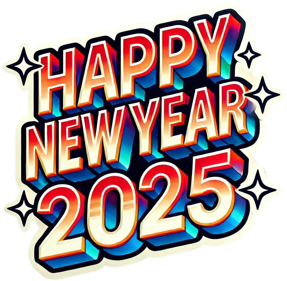Free Download Happy New Year 2025 Text Png For Website Headers - High Quality Happy New Year Text PNG PNG Image