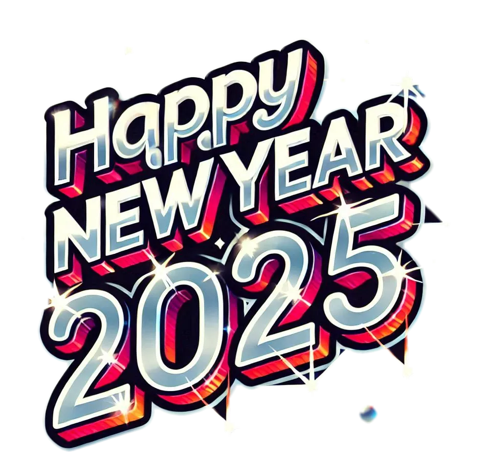 Free Download Happy New Year 2025 Text Png With Sparkling Effects - High Quality Happy New Year Text PNG PNG Image