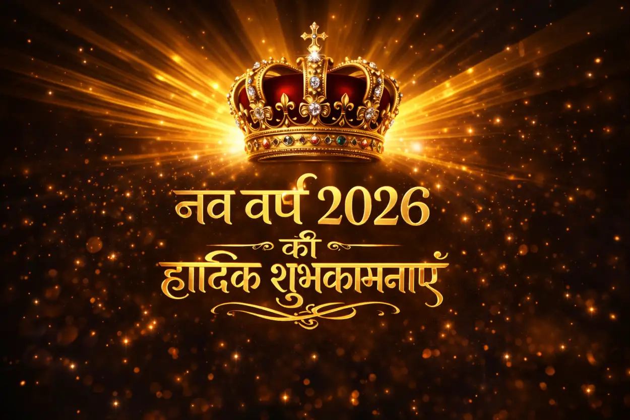 Free Download Happy New Year 2026 Banner In Hindi - High Quality Happy New Year 2026 Wishes In Hindi Image