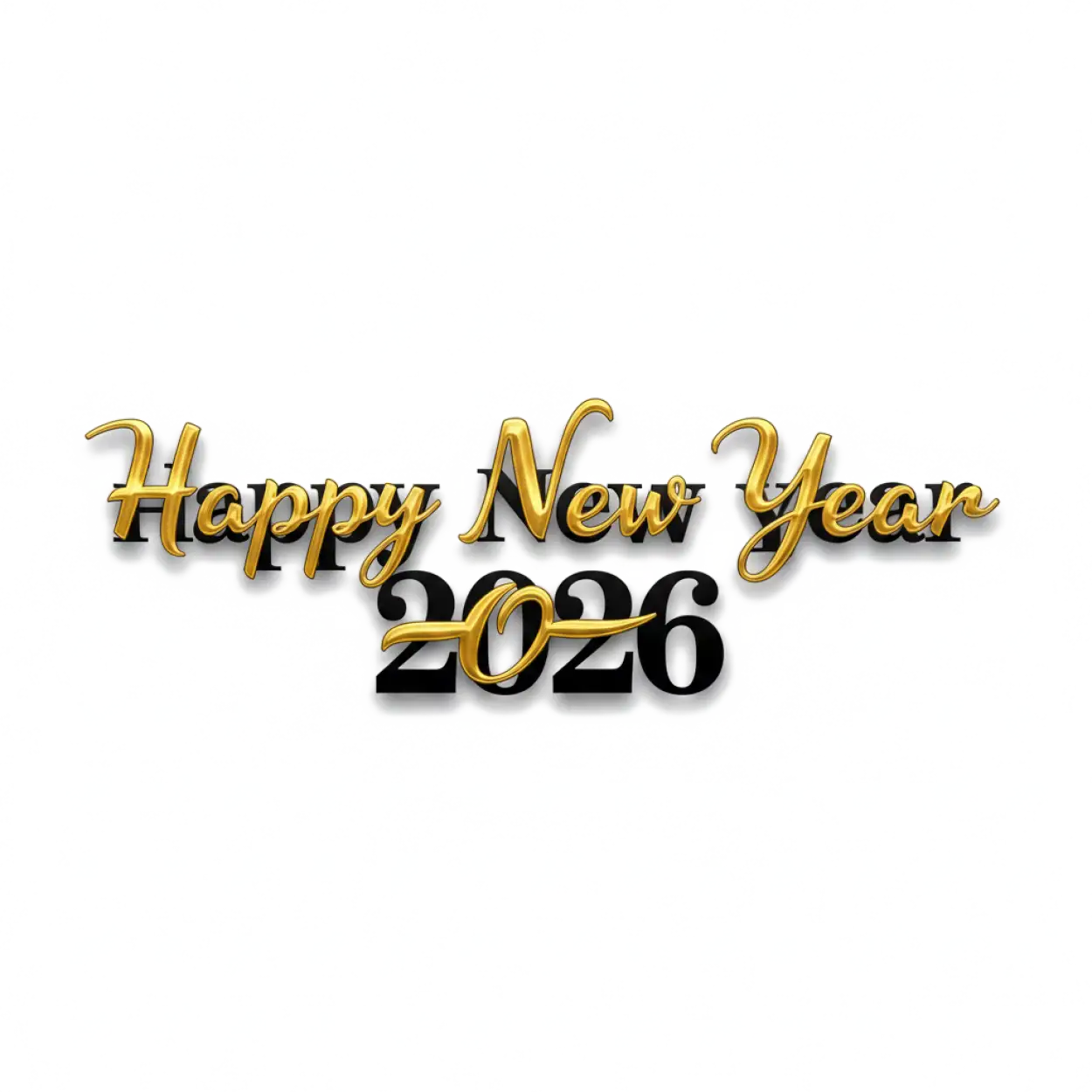 Free Download Happy New Year 2026 Stylish Font Png - High Quality Happy New Year 2026 Png PNG Image