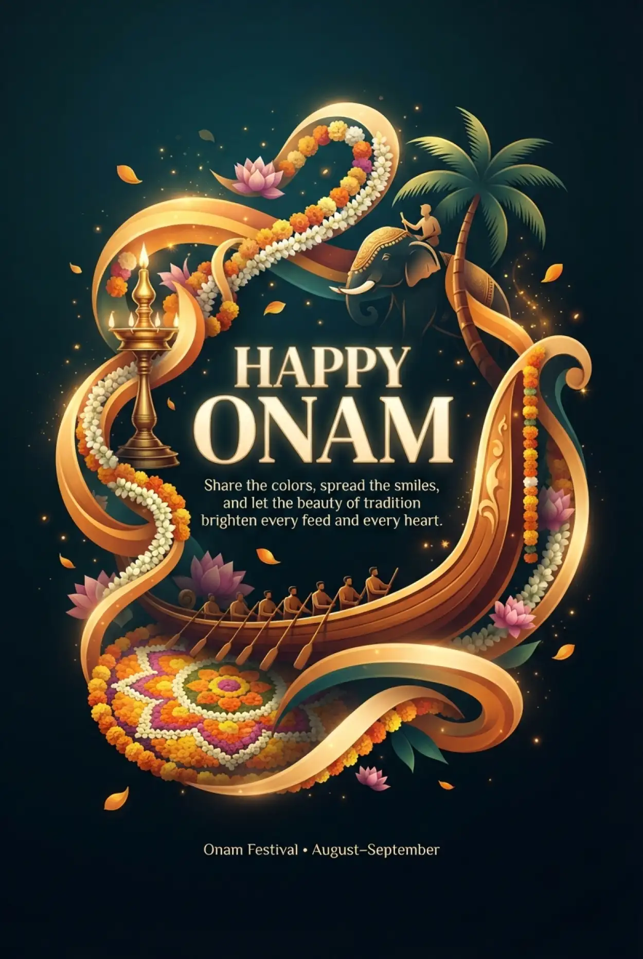 Free Download Happy Onam 2026 Colorful Greeting Images - High Quality Happy Onam 2026 Image
