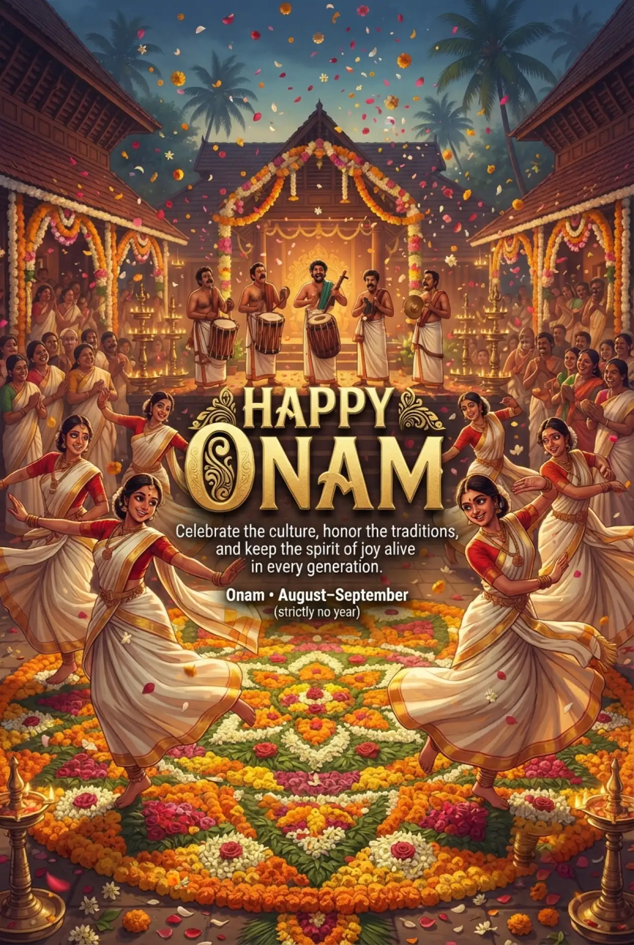 Free Download Happy Onam 2026 Festival Greetings - High Quality Happy Onam 2026 Image