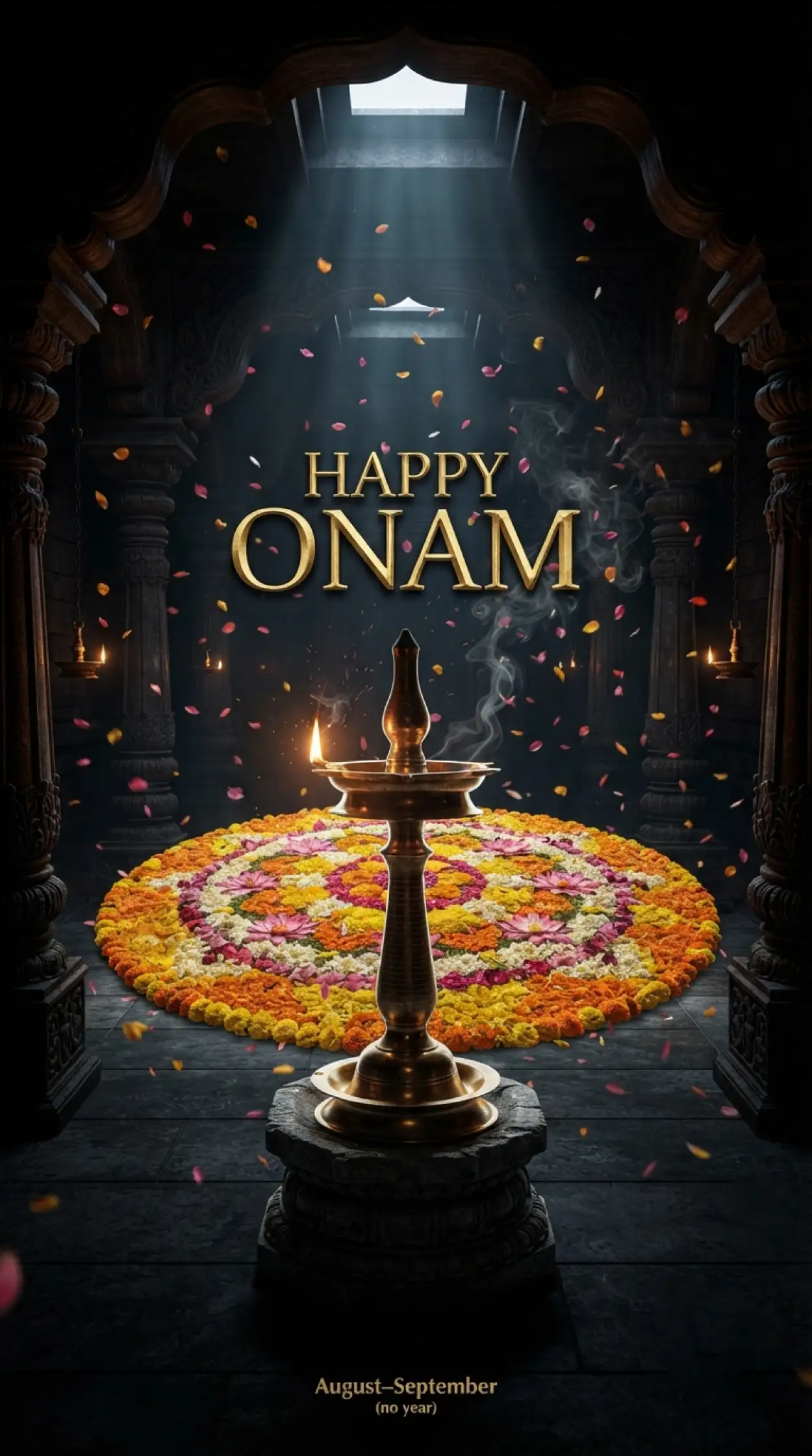 Free Download Happy Onam 2026 Rangoli Design Images - High Quality Happy Onam 2026 Image