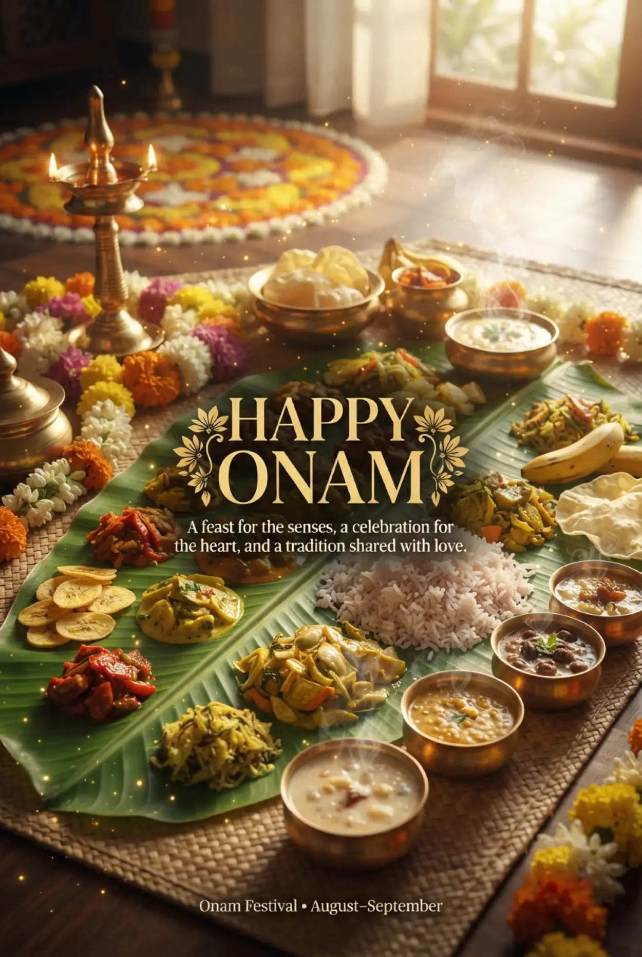 Free Download Happy Onam 2026 Traditional Food Wishes - High Quality Happy Onam 2026 Image