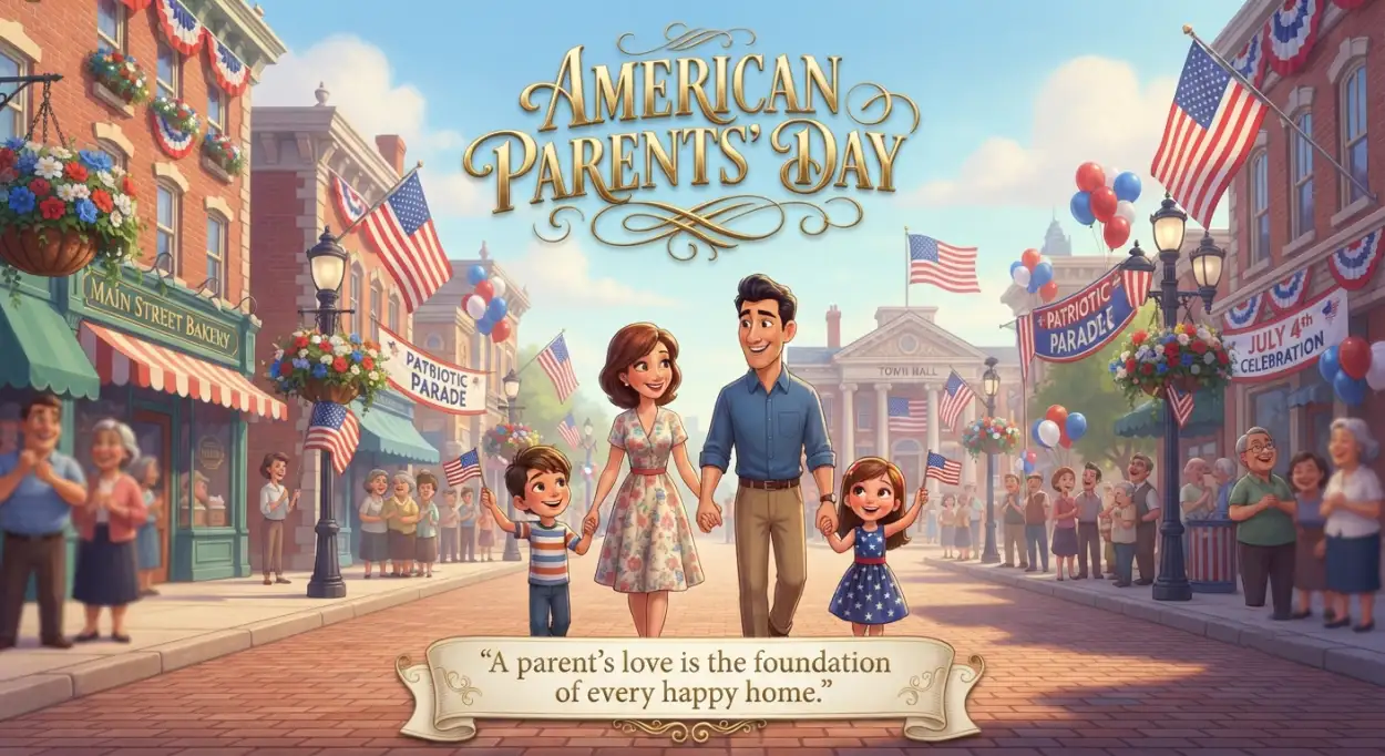 Free Download Happy Parents Day Dreamworks Animation Style - High Quality American Parents Day 2026 Image