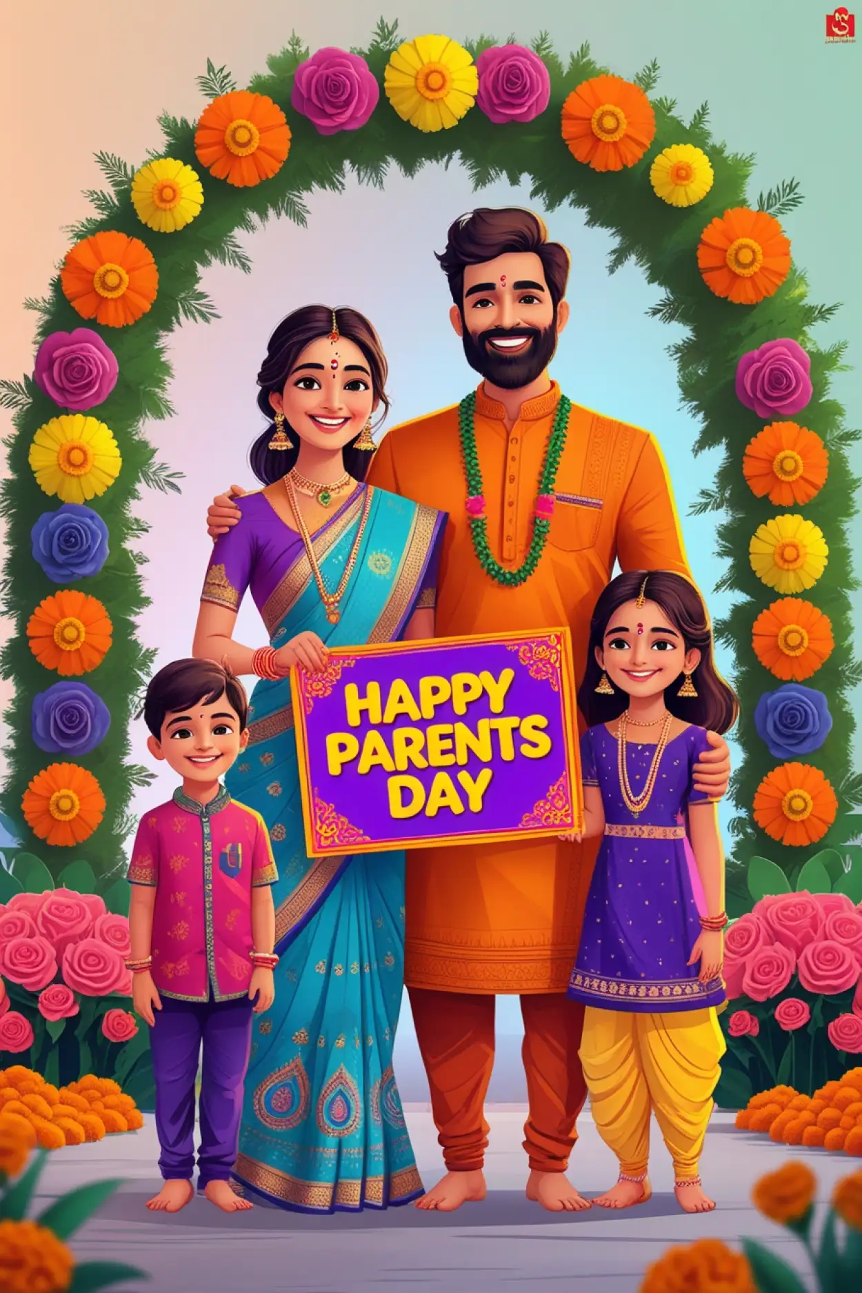 Free Download Happy Parents Day Pic With Heart Frame - High Quality Happy Parents Day Background