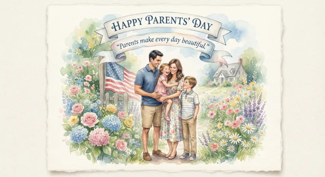 Free Download Happy Parents Day Printable Card Template - High Quality American Parents Day 2026 Image