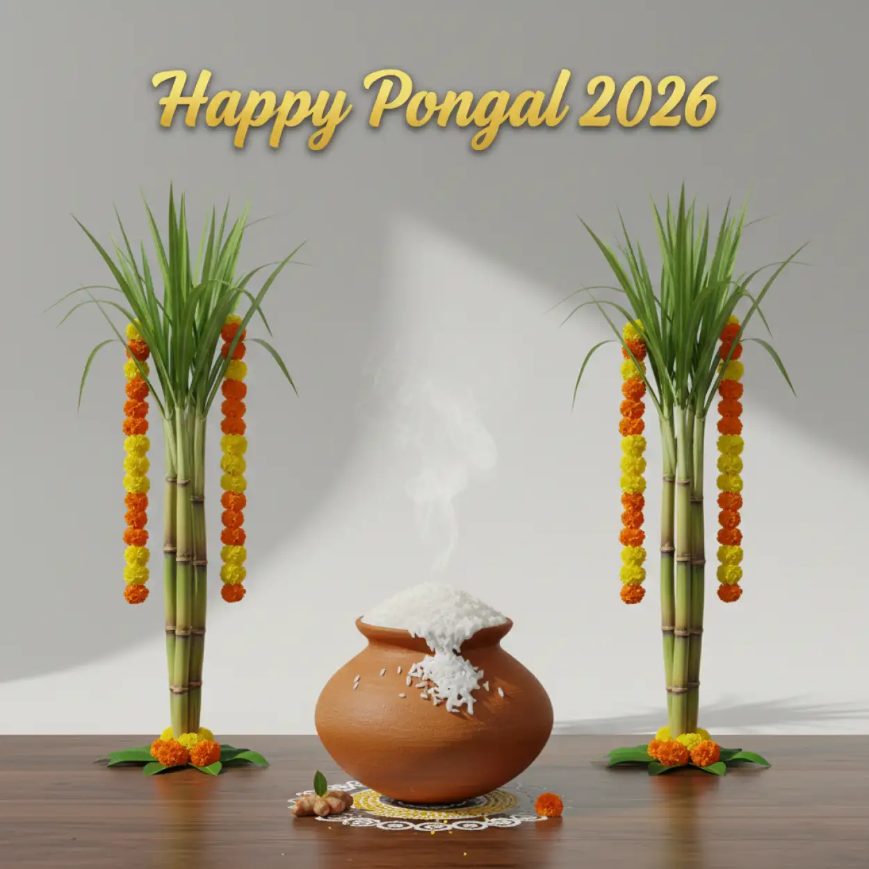 Free Download Happy Pongal 2026 Greeting Images - High Quality Happy Pongal Wishes 2026 Background