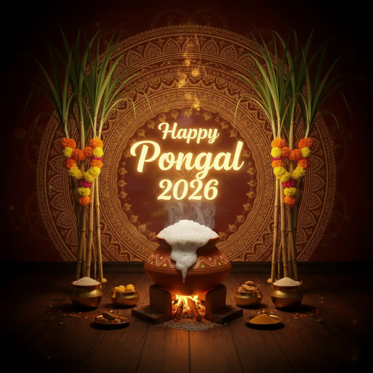 Free Download Happy Pongal 2026 Wishes Message - High Quality Happy Pongal Wishes 2026 Background