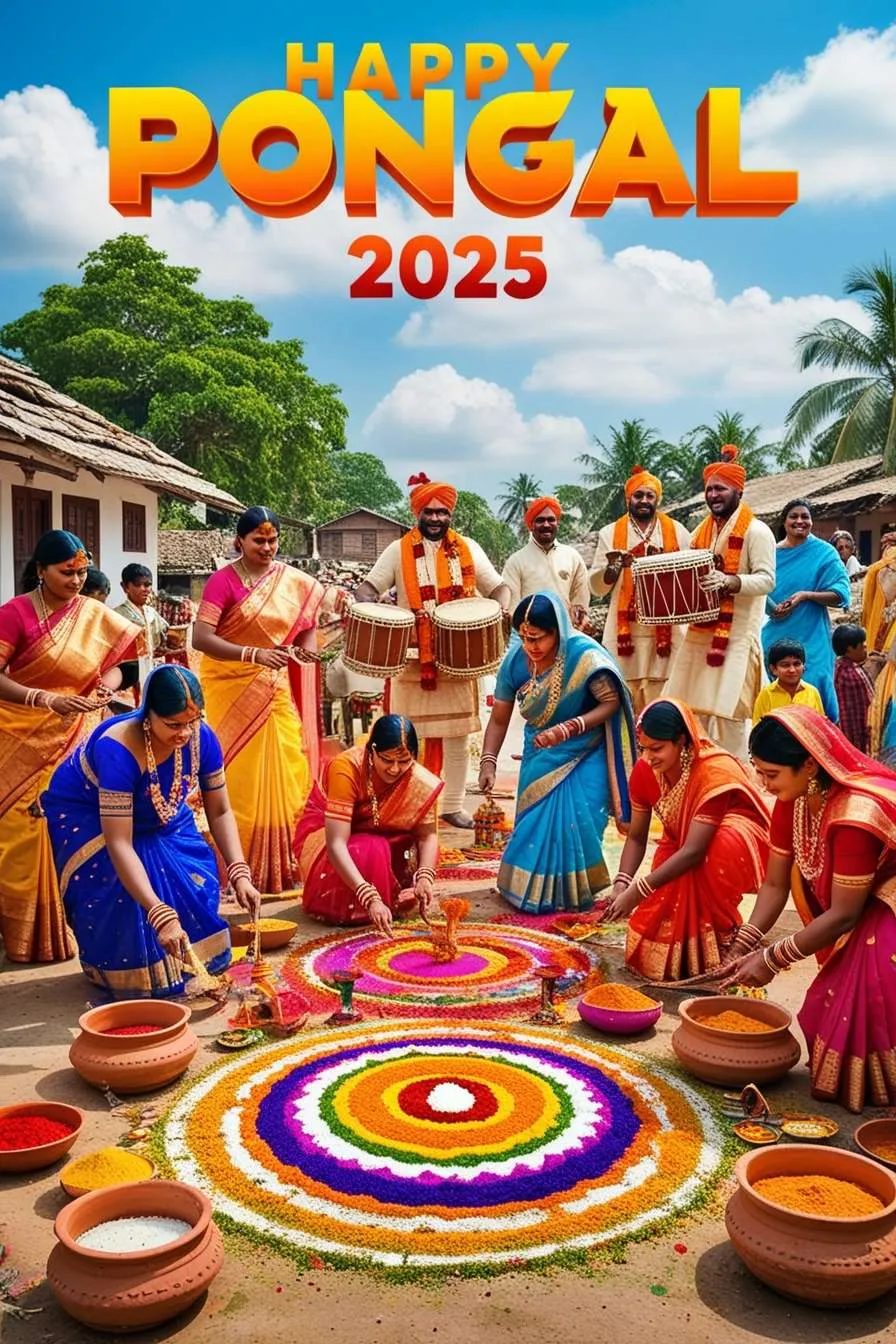 Free Download Happy Pongal Greetings 2025 With Rangoli Design - High Quality Happy Pongal Greetings 2025 Background