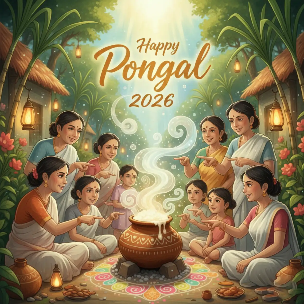 Free Download Happy Pongal Wishes Traditional Style 2026 - High Quality Happy Pongal Wishes 2026 Image