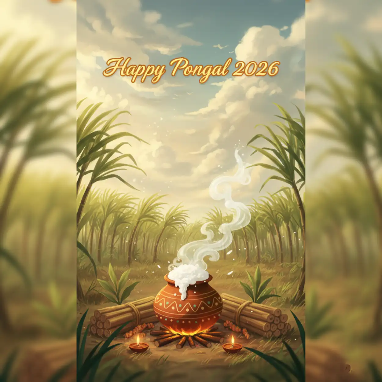Free Download Happy Pongal Wishes With Pot Design 2026 - High Quality Happy Pongal Wishes 2026 Background