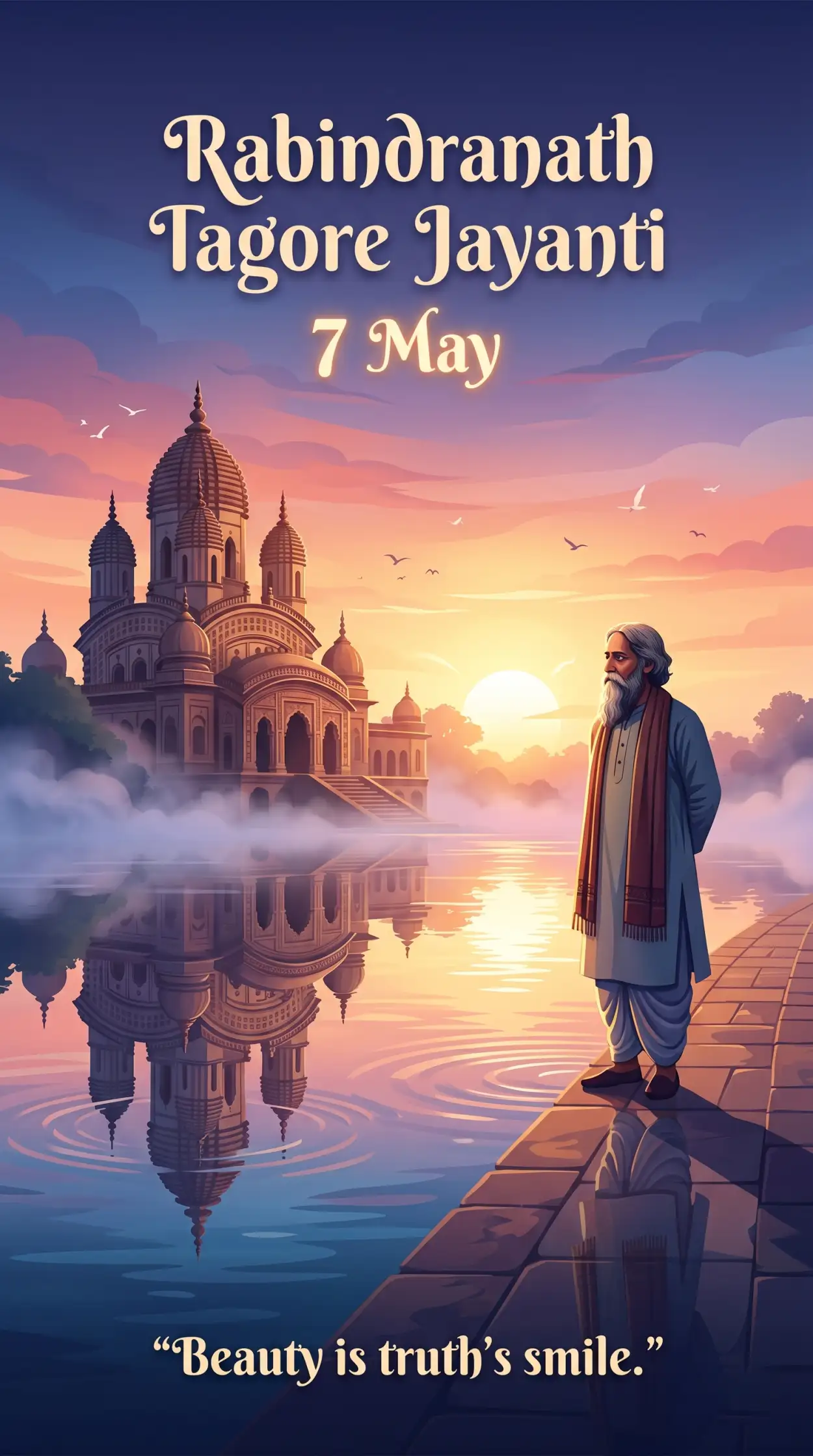 Free Download Happy Rabindranath Tagore Jayanti Classy Poster - High Quality Rabindranath Tagore Jayanti Image