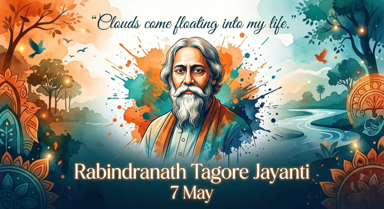 Free Download Happy Rabindranath Tagore Jayanti Creative Banner - High Quality Rabindranath Tagore Jayanti Image