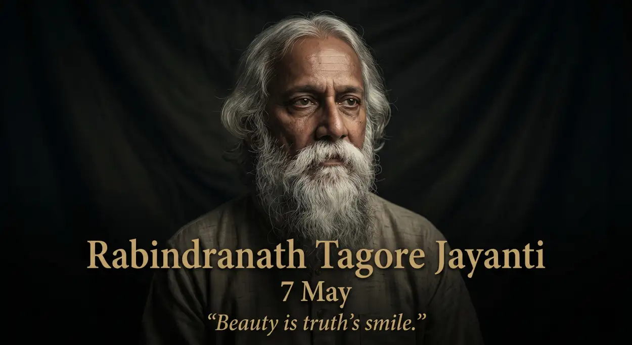 Free Download Happy Rabindranath Tagore Jayanti Elegant Typography - High Quality Rabindranath Tagore Jayanti Image