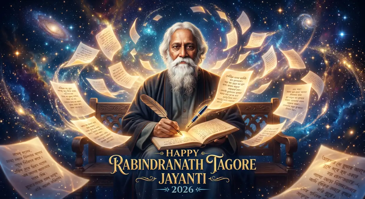 Free Download Happy Rabindranath Tagore Jayanti Unique Poster - High Quality Rabindranath Tagore Jayanti Image