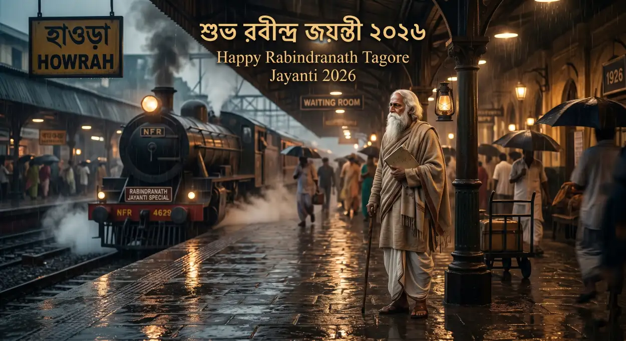 Free Download Happy Rabindranath Tagore Jayanti Wishes In Bengali - High Quality Rabindranath Tagore Jayanti Image