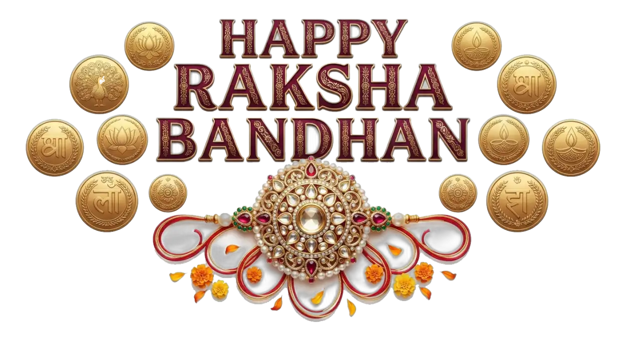 Free Download Happy Raksha Bandhan Golden Rakhi Decoration Png Transparent Background - High Quality Happy Raksha Bandhan Png Transparent Transparent PNG