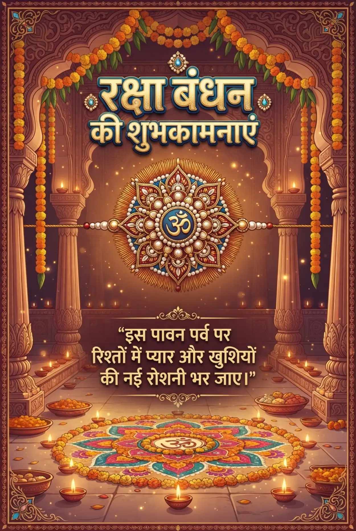 Free Download Happy Raksha Bandhan Hindi Message For Bhaiya - High Quality Raksha Bandhan Ki Shubhkamnaye In Hindi Image