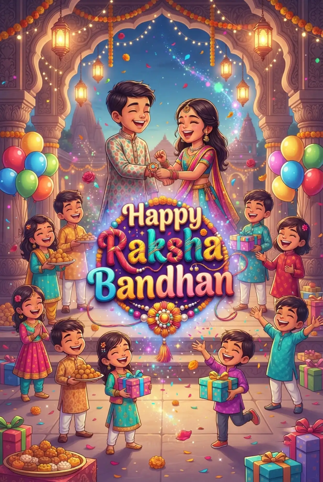 Free Download Happy Raksha Bandhan Wishes For Siblings - High Quality Happy Raksha Bandhan Wishes For Children Image