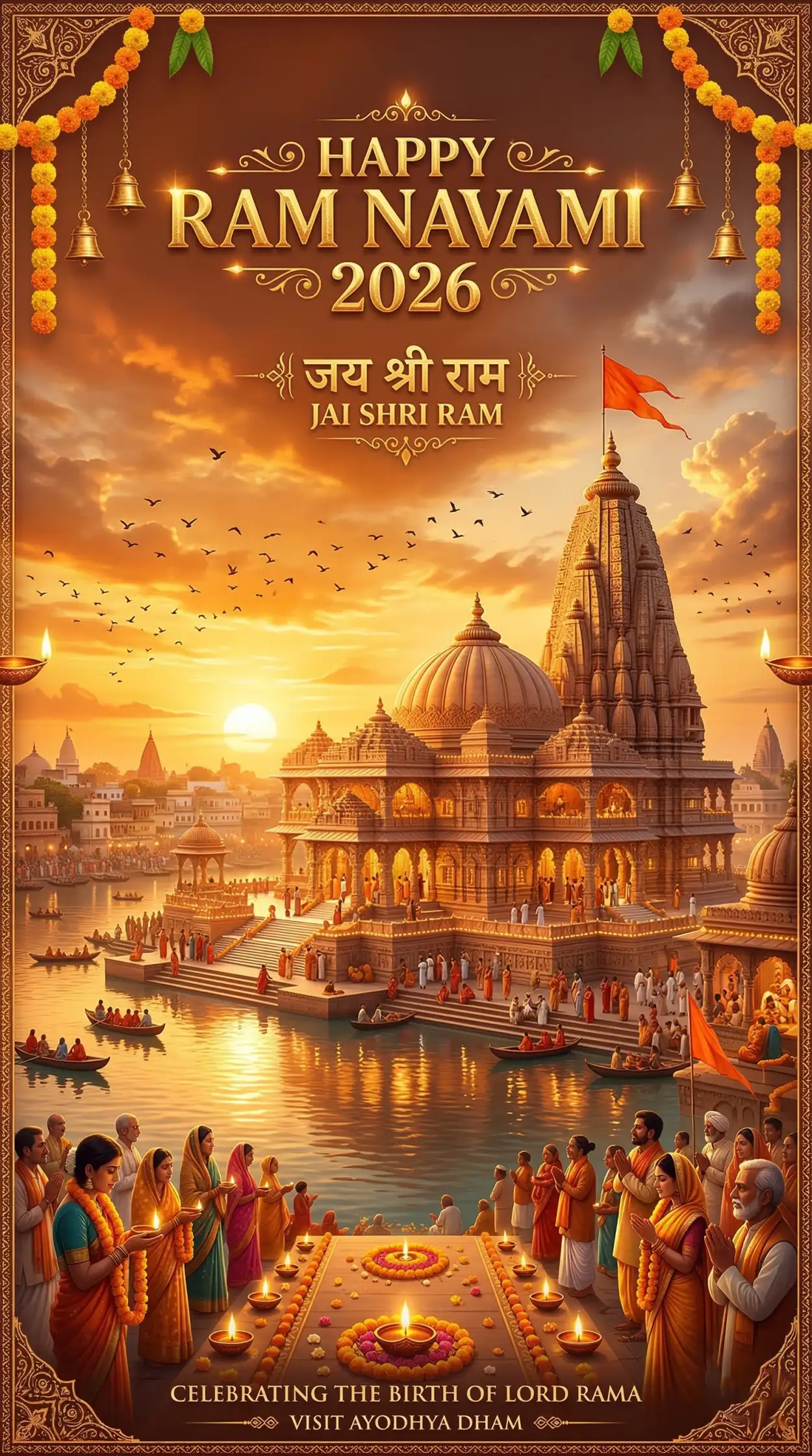 Free Download Happy Ram Navami 2026 Ayodhya Ram Mandir Wallpaper - High Quality Happy Ram Navami 2026 Image