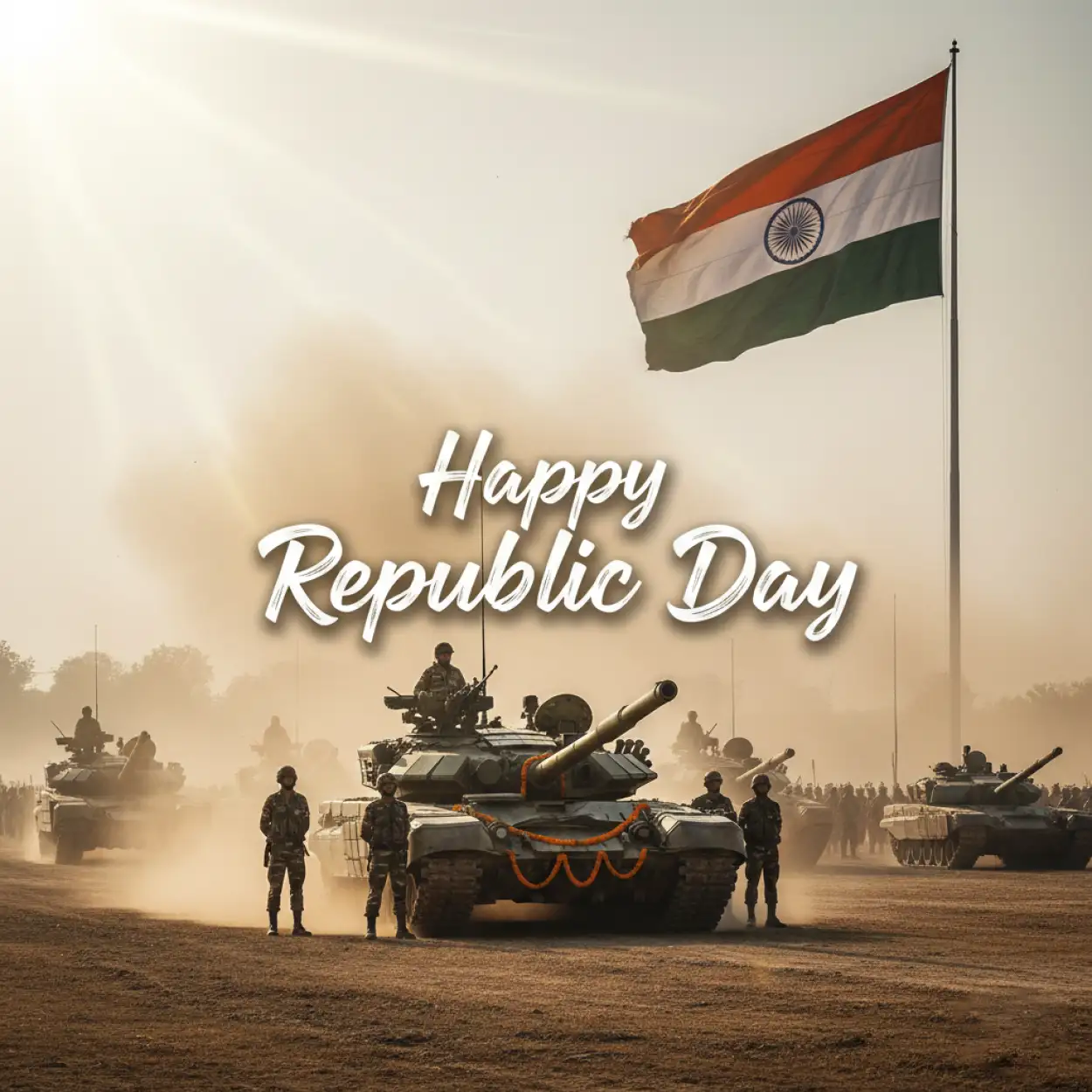 Free Download Happy Republic Day Wishes With Army Theme - High Quality Happy Republic Day Wishes Image