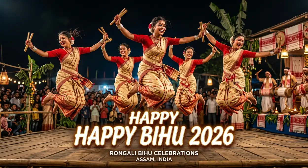 Free Download Happy Rongali Bihu 2026 Wishes Messages - High Quality Happy Bihu 2026 Wishes Image