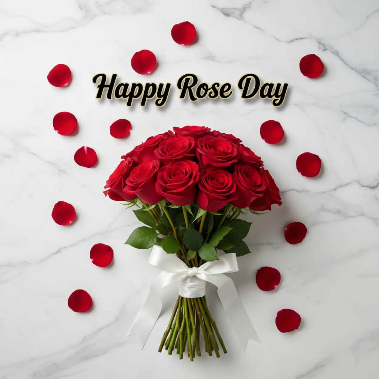 Free Download Happy Rose Day Rose With Love Text - High Quality Happy Rose Day Wishes Image
